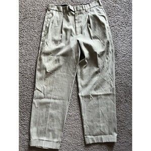 Perry Ellis Portfolio Pleated Front Dress Pant Size 33x30 Cuffed Gray Nice